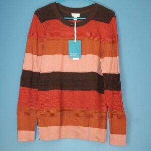 NWT Market & Spruce Stitch Fix Pink & Brown Rowan Textured Cotton Blend Sweater